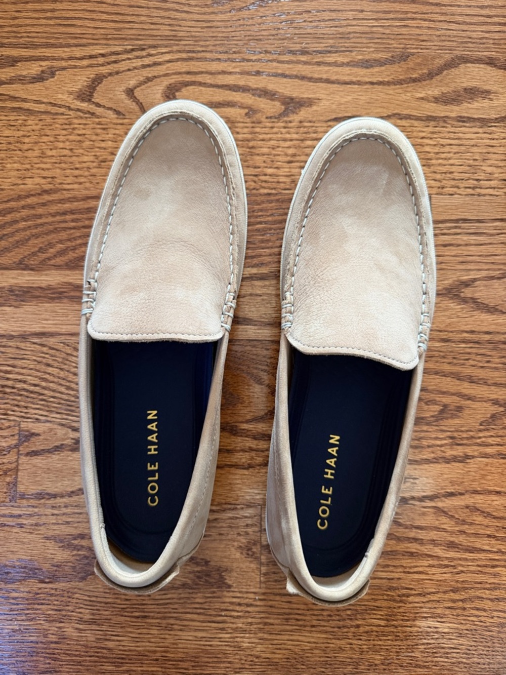 Cole Haan Beige Suede Slip-On Loafers